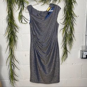 David Meister Blue Assymetric Cocktail Dress 12